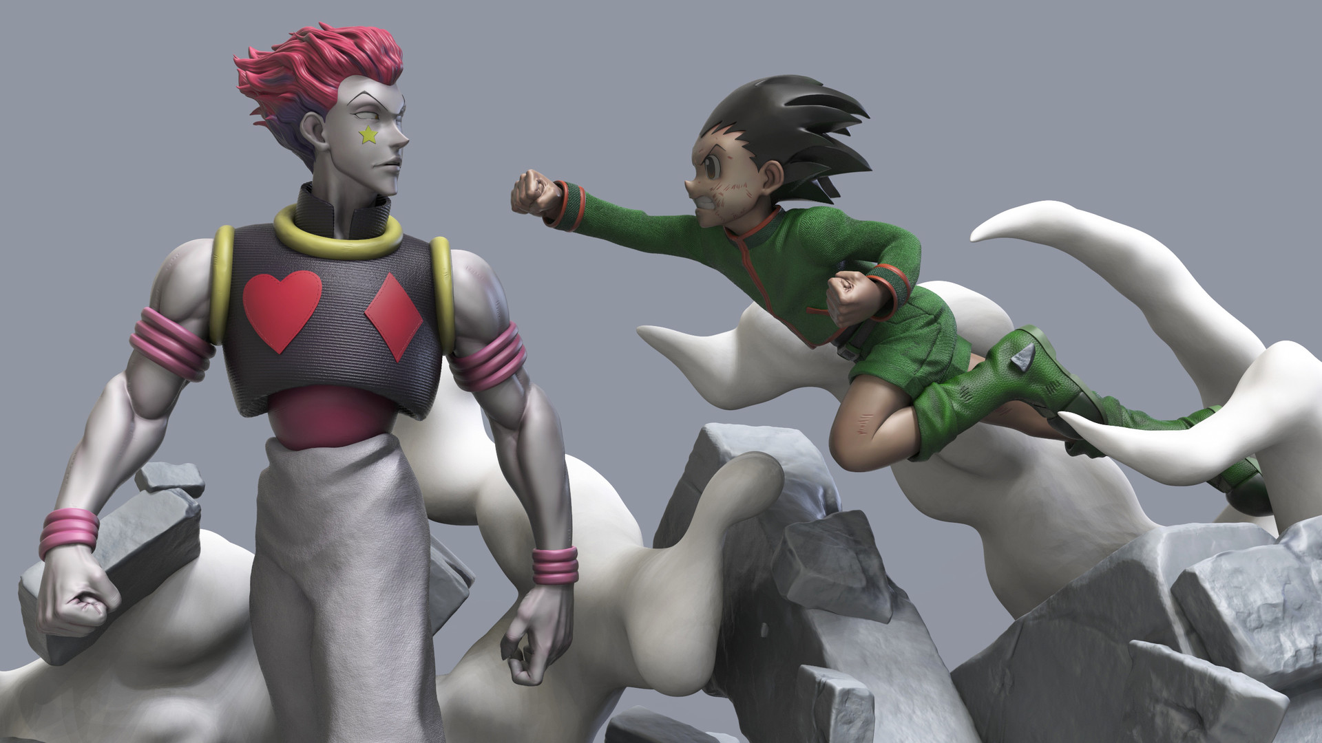Artstation Hunter X Hunter Gon Vs Hisoka Diorama 1 6 Carlos Valero Commissioned project of this epic battle for shark design, it will be printed in 1/6. hunter x hunter gon vs hisoka diorama 1