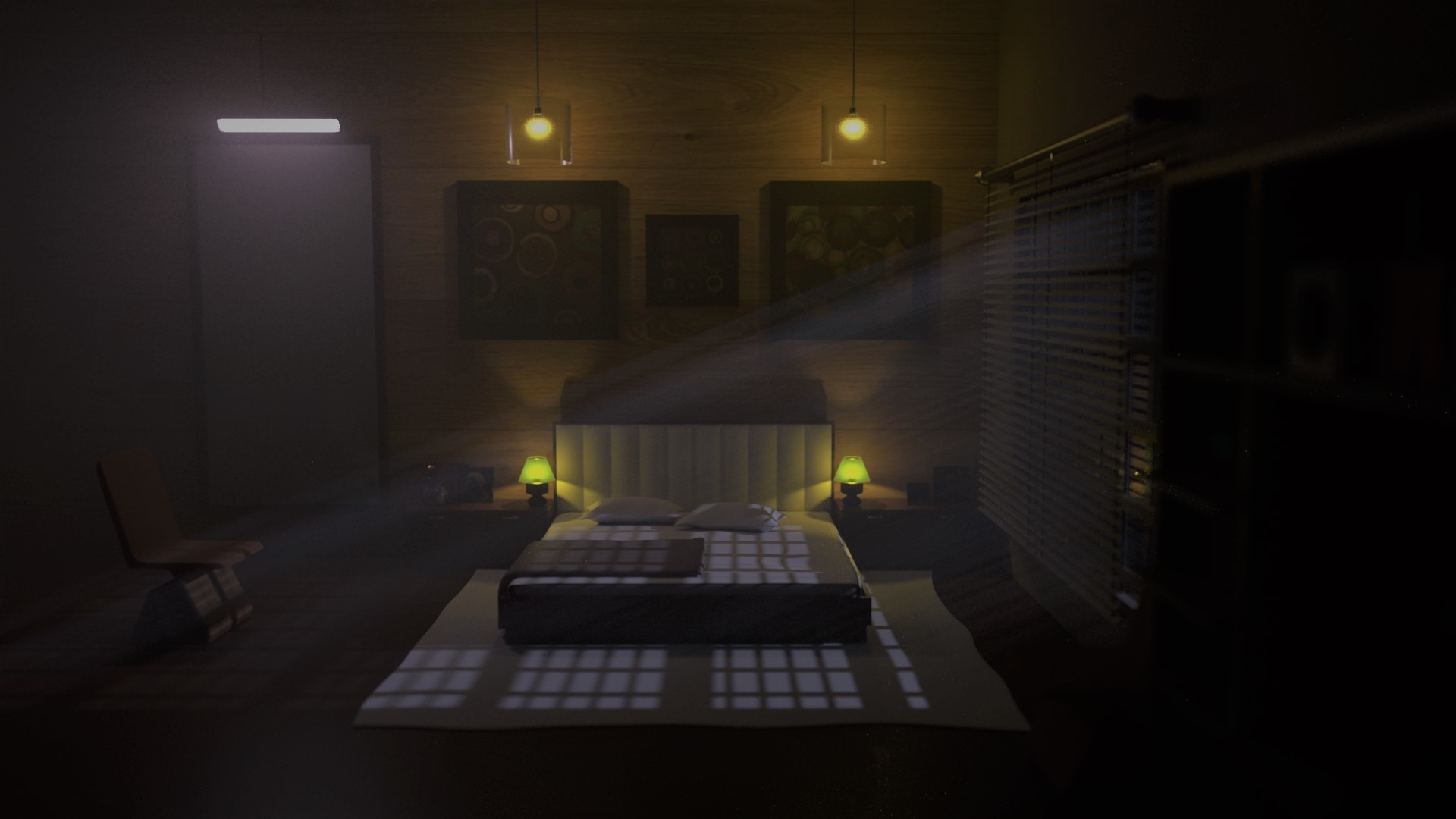 ArtStation - Bedroom Interior Night Scene.