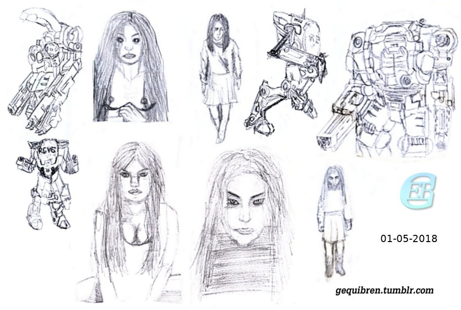 Gequibren Art - F.e.a.r. - Alma Wade And Mecha + Some Sketches