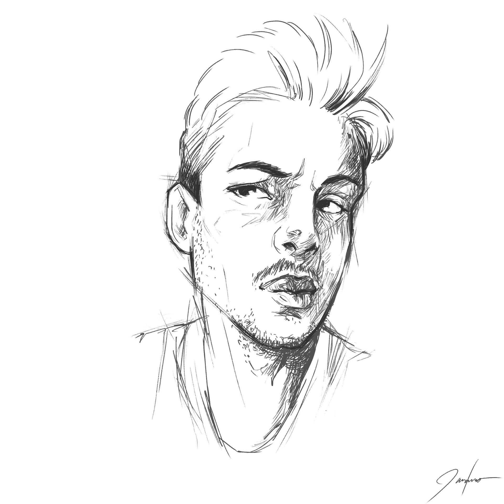 Artstation Self Caricature Big Lips Eyes Alejandro Batuecas Largo