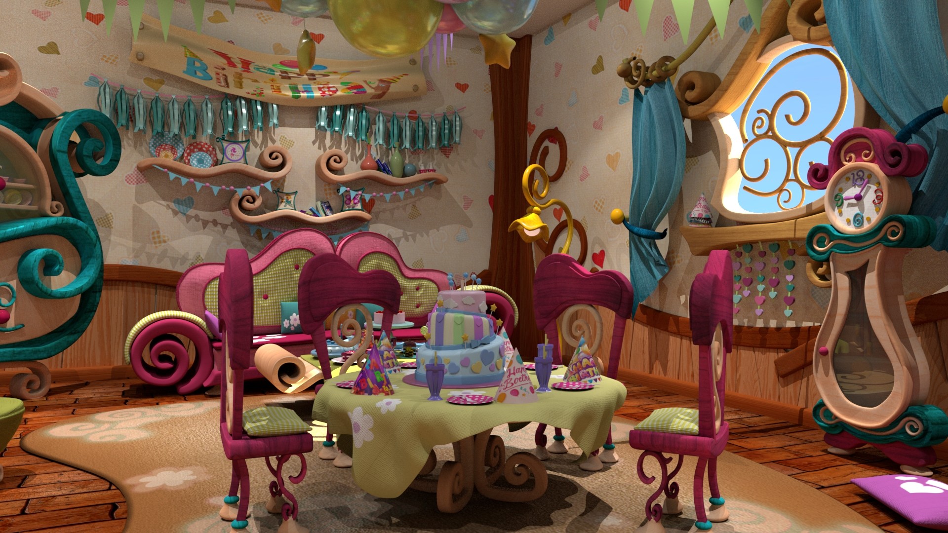 Artstation 3d Interior Living Room Rhymes Concept Birthday