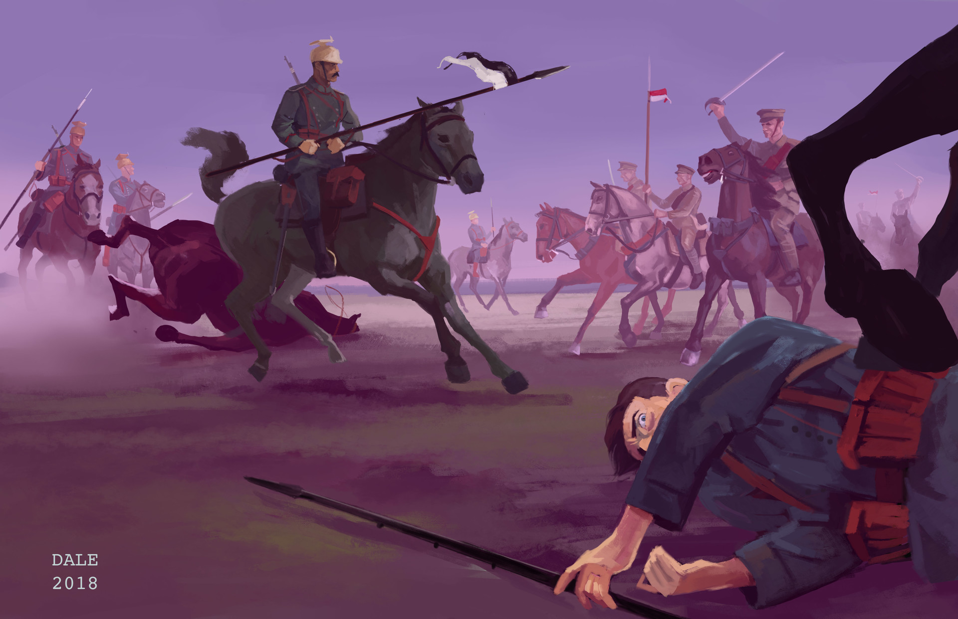 ArtStation WWI Era Cavalry Charge German and British Cavalry