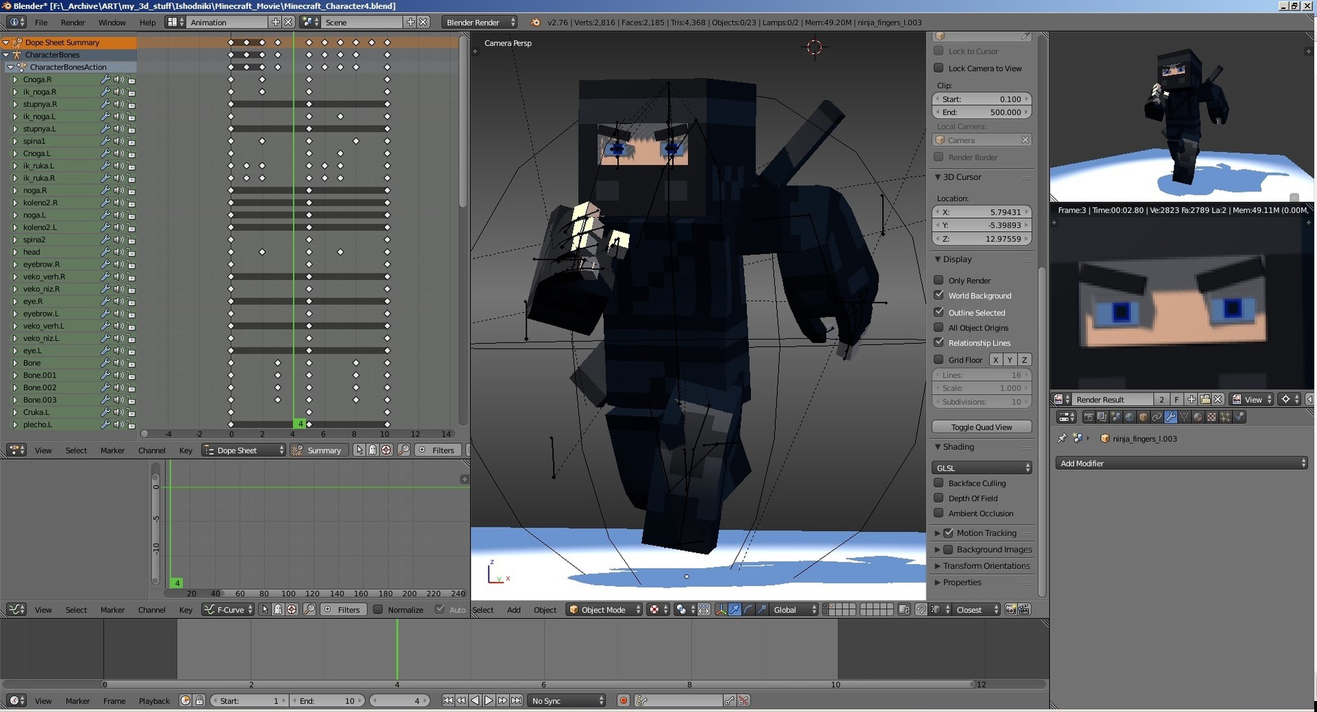 Artstation Minecraft Ninja And Creeper Run Cycle Animation