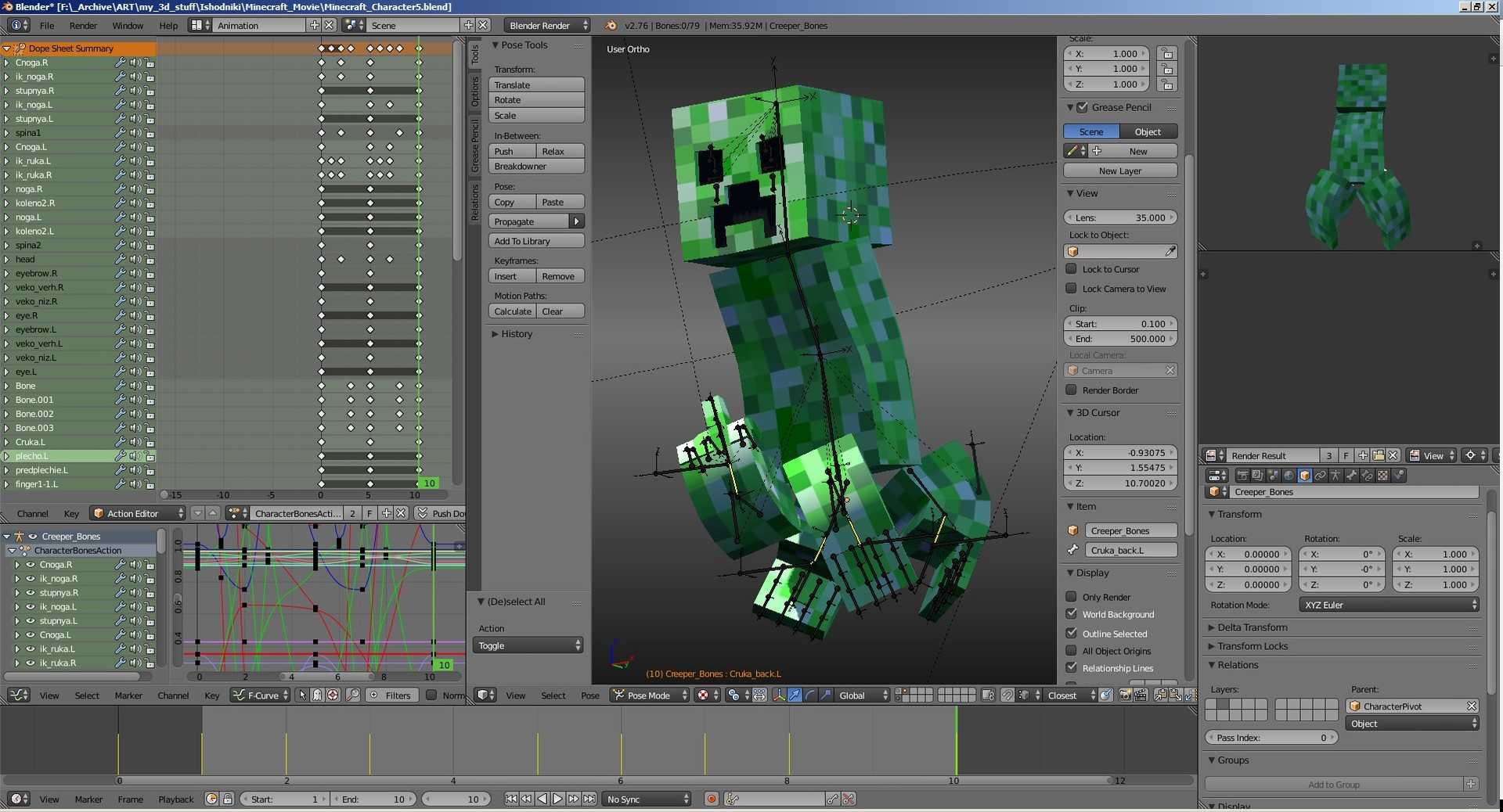 Artstation Minecraft Ninja And Creeper Run Cycle Animation Shuripusta Ilk