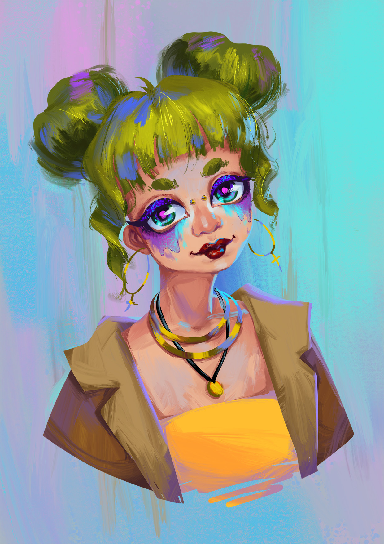 Artstation Green Hair Girl In Procreate Daria Morkenssen