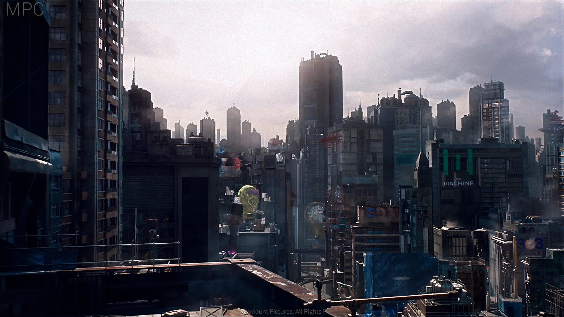 Modeling, Texturing, Matte Projection CG Tokyo Building (mid-ground, behind blue building)