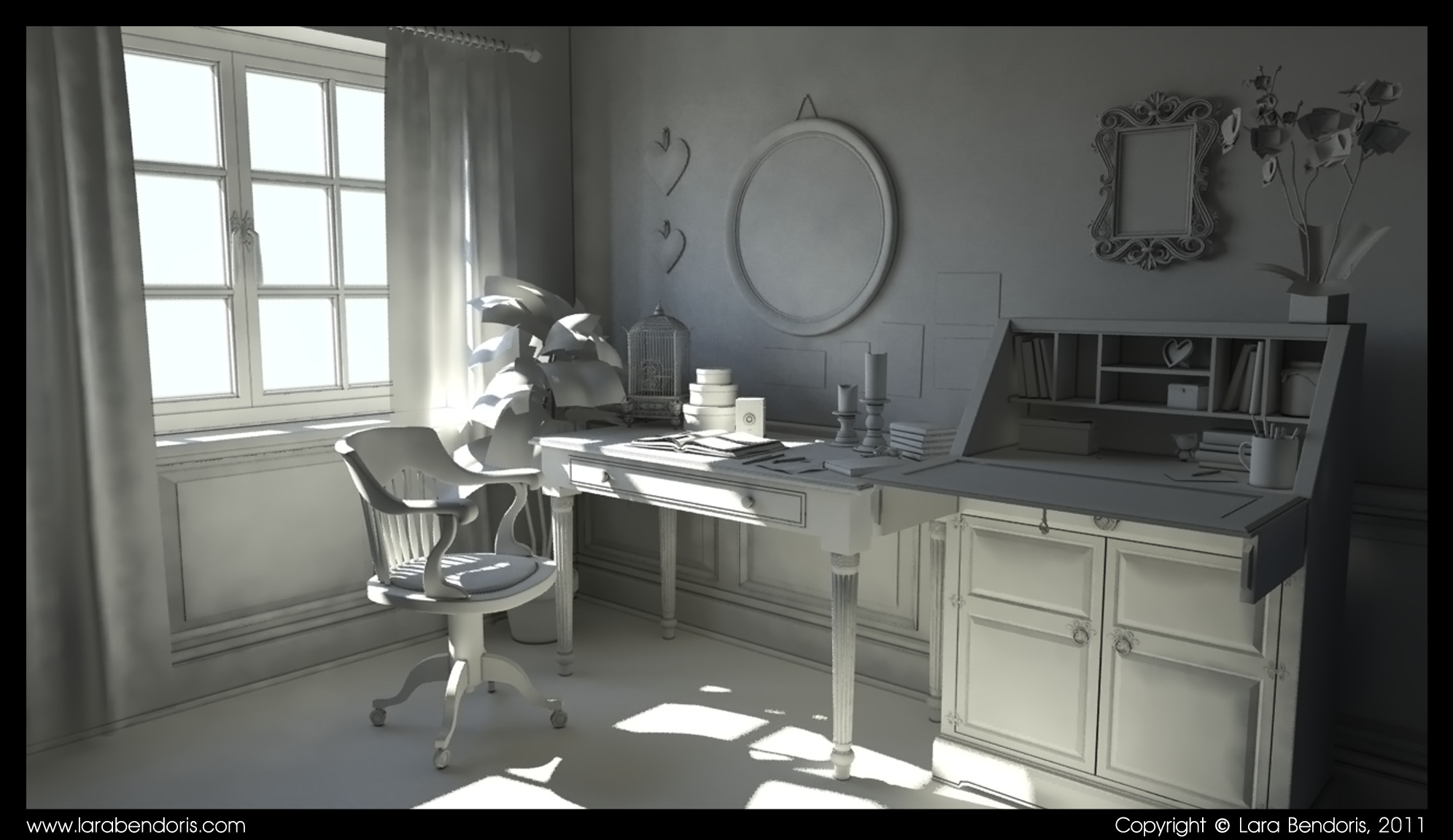Interior modelling, texturing and lighting study 