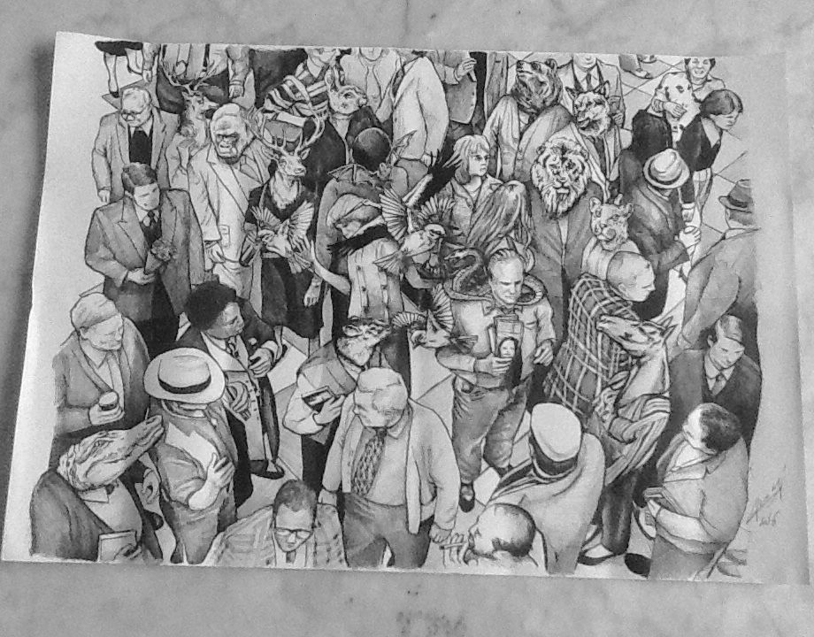 Illustration au stylo bic noir 50x70cm 2016 par Auduge dit ALACASA