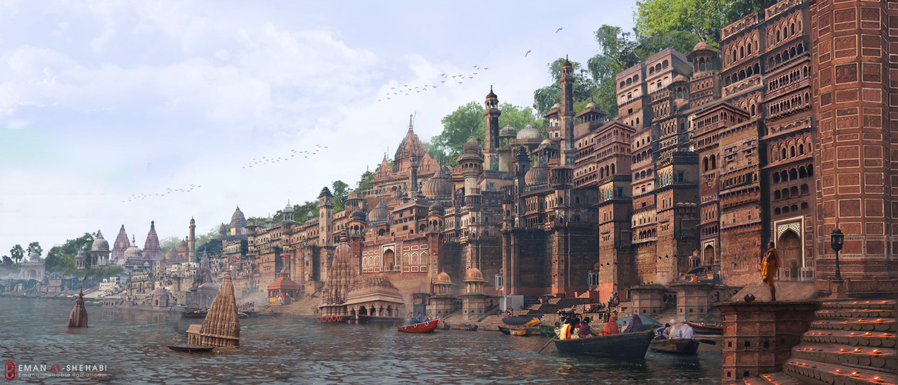 Artstation Varanasi Matte Painting From Reference Eman Alshehabi