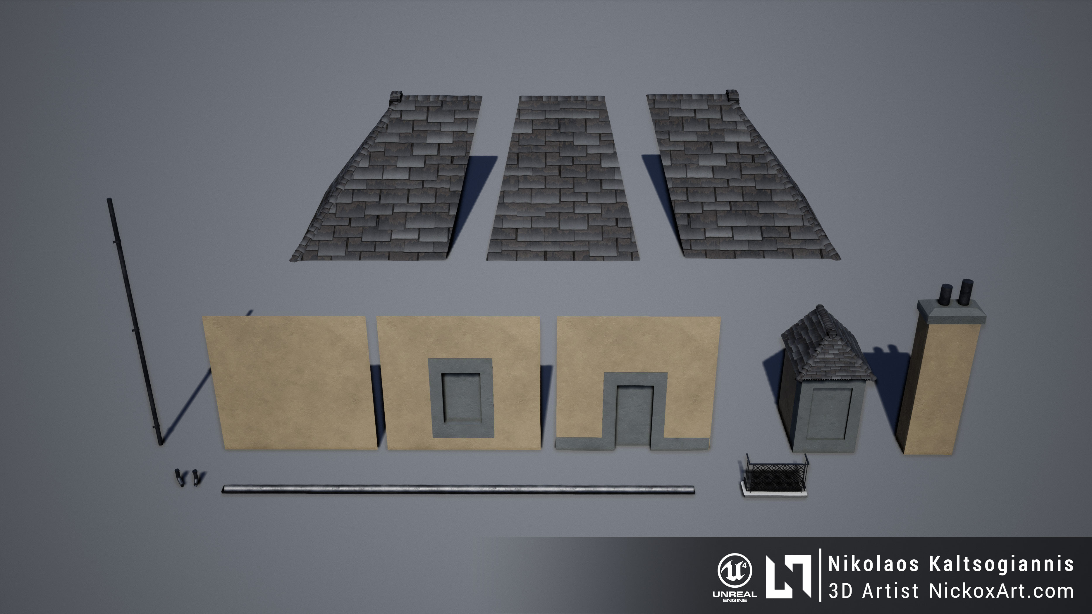 Modular Meshes used to create the village Building.