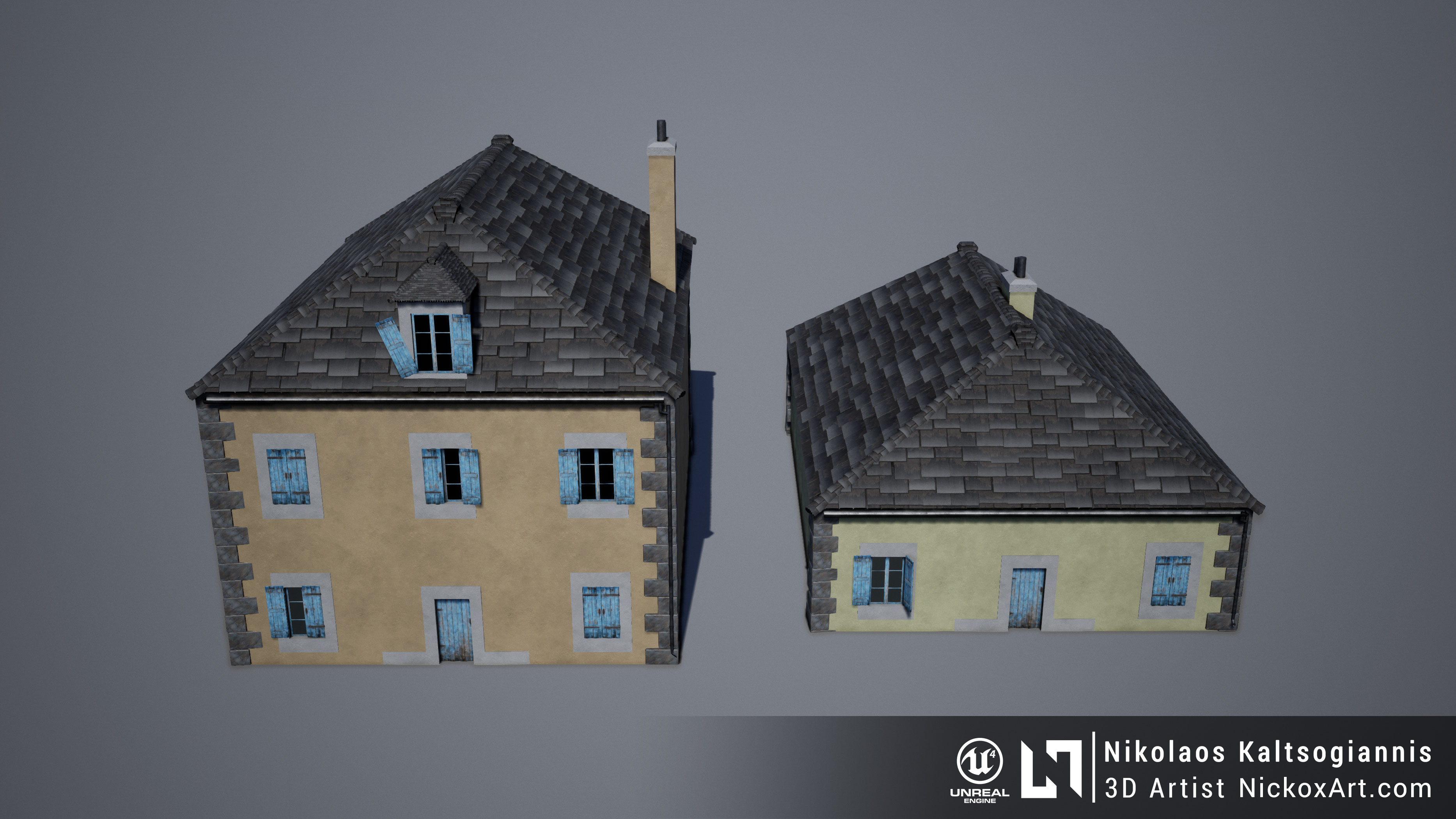 Example of buildings created using the modular set.