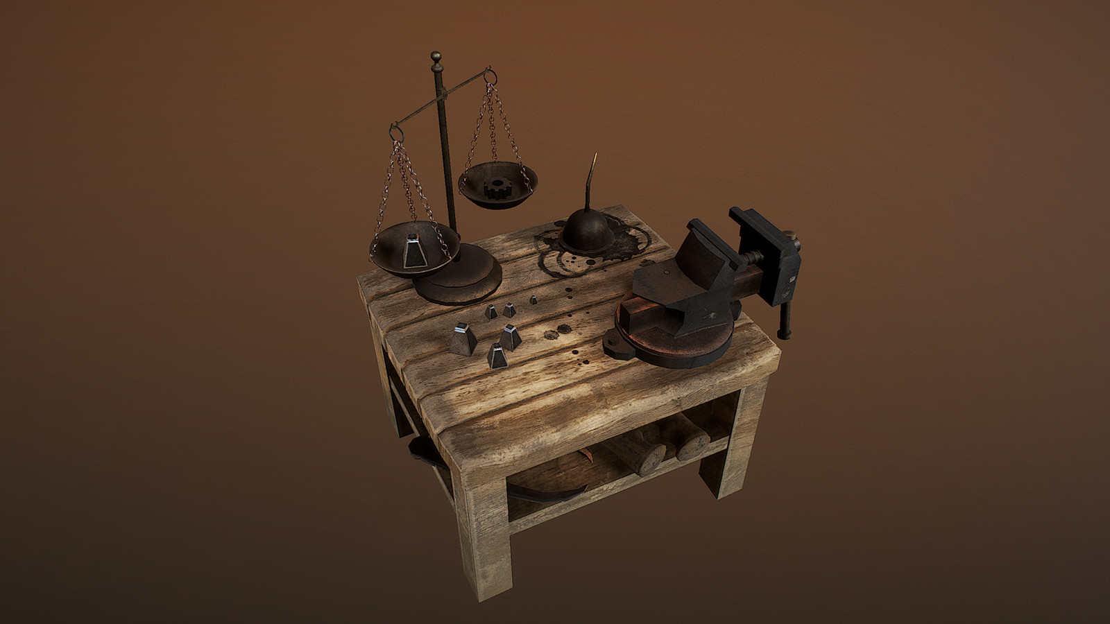 The foundry is equip with a scale for weighted engineering and a vise for holding work securely in place. 