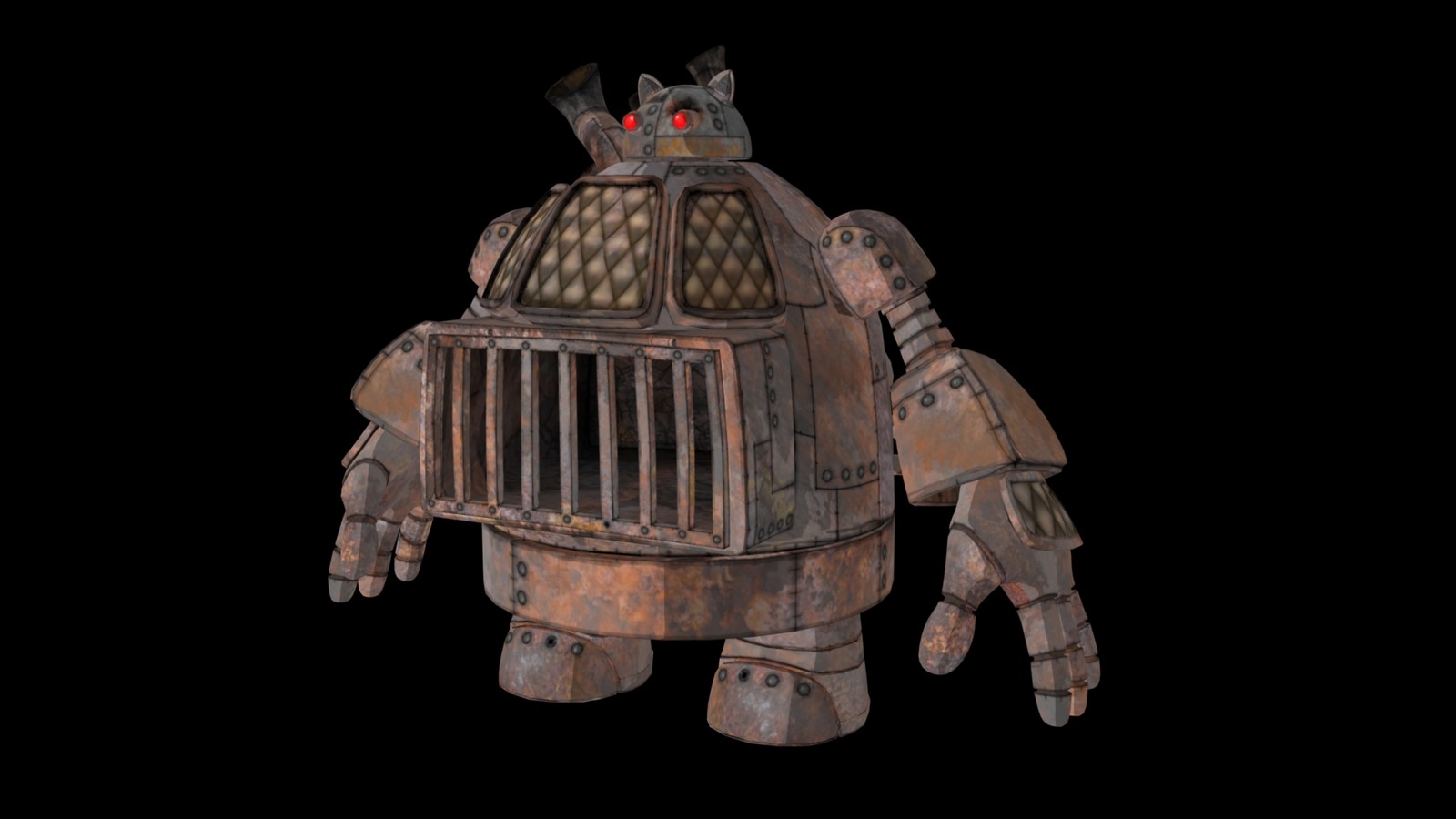 I spent the next couple years working on school projects and got around to modeling, UVing, texturing and rigging my 'Foundry Man'