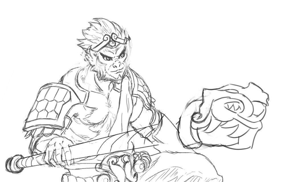 Moda Marsh Dota 2 Monkey King Step by step monkey king drawing for kids. moda marsh dota 2 monkey king