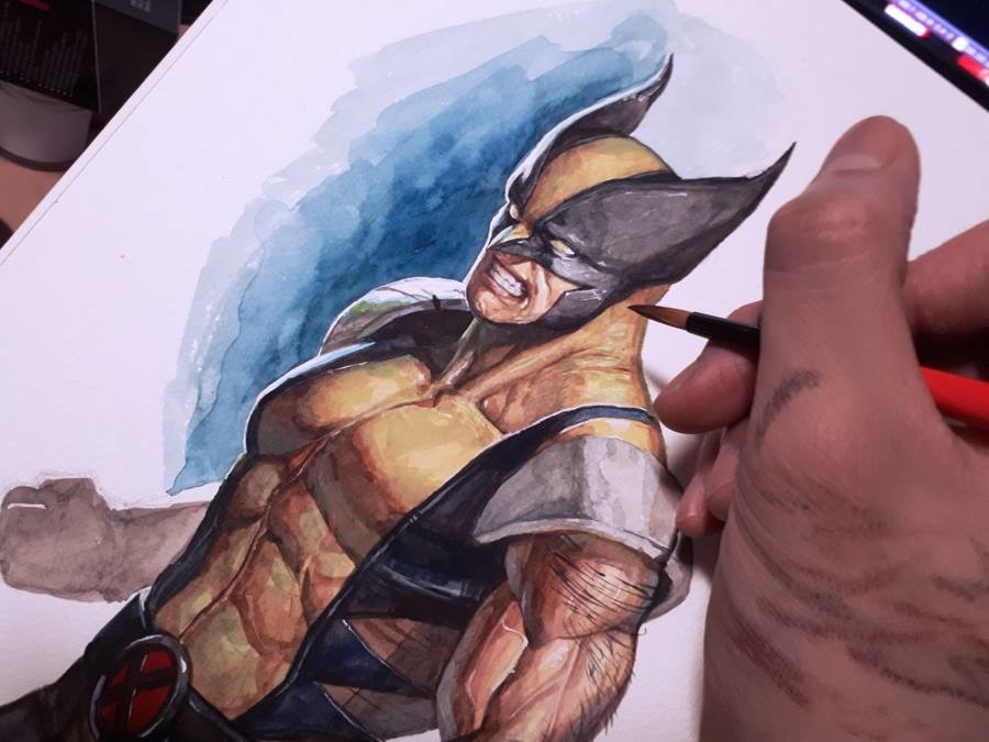 Wolverine . Water colour