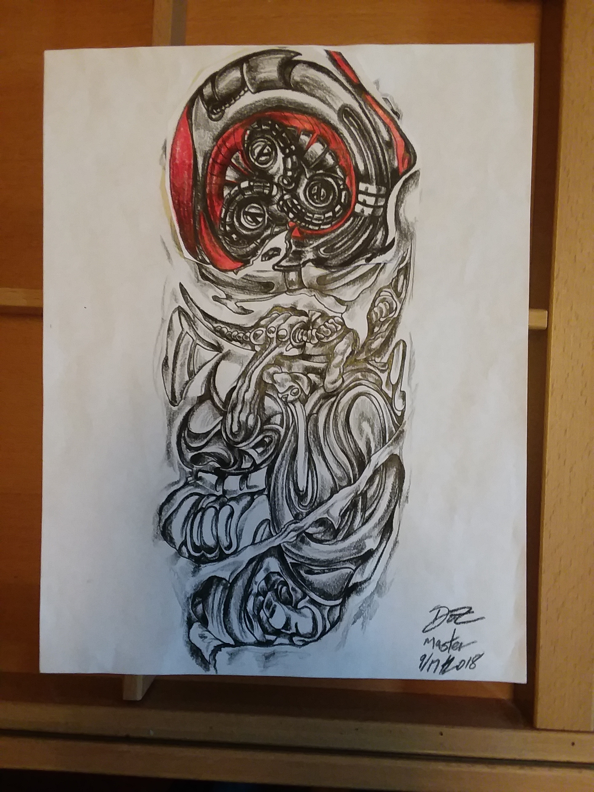 ArtStation - Biomechanical Tattoo design - one of 5 parts to be designed and tattooed on a client.