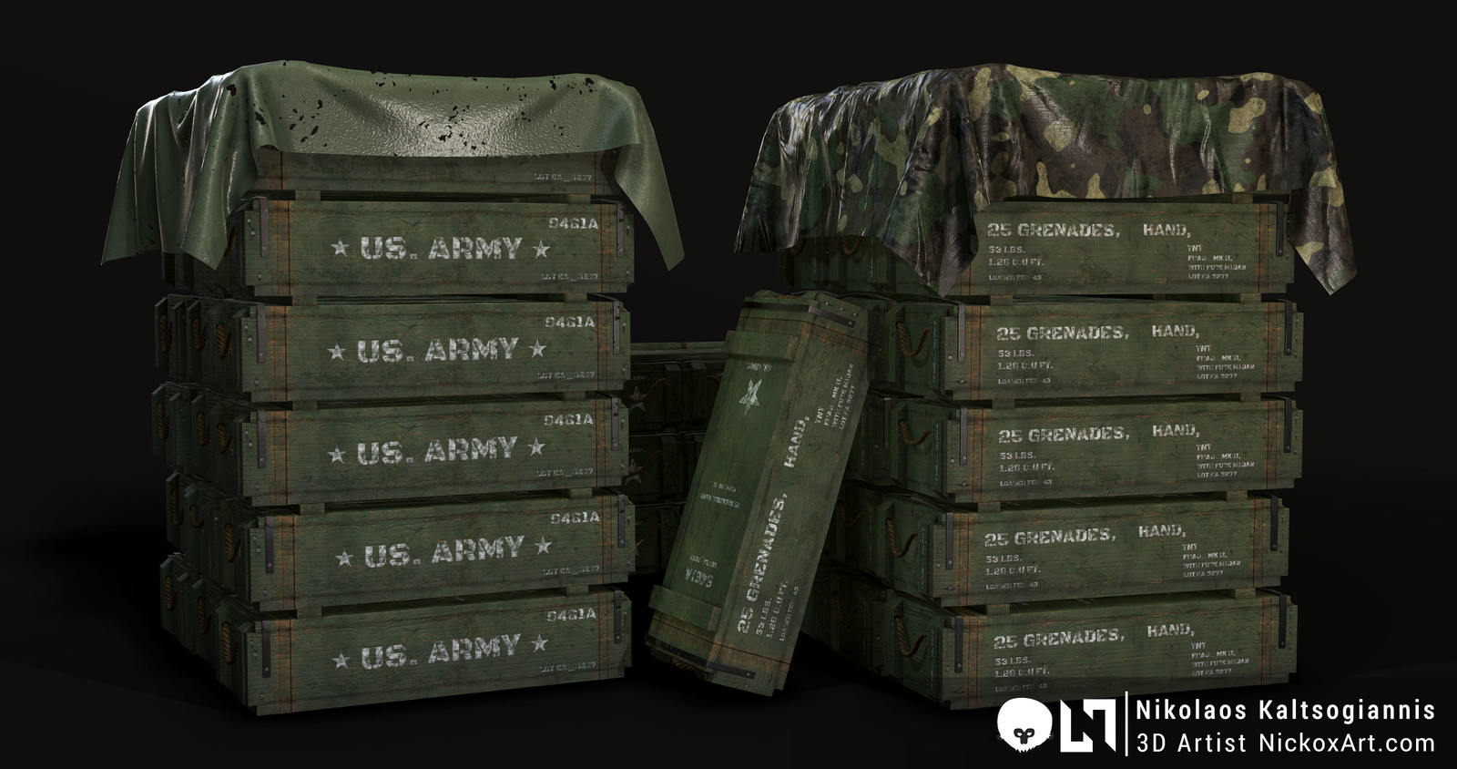 Grenade Crate Prefabs. They come with and without the plastic cover.