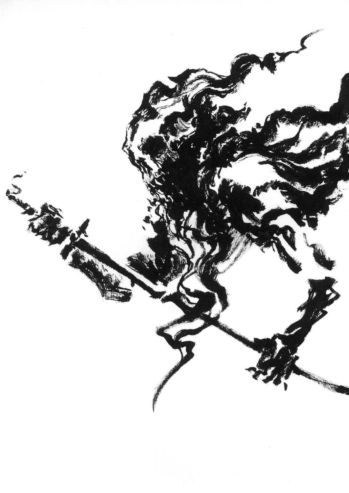 Lee Dabeen. Skull Swordman. 2018. Pen on paper, 297 x 210 mm.