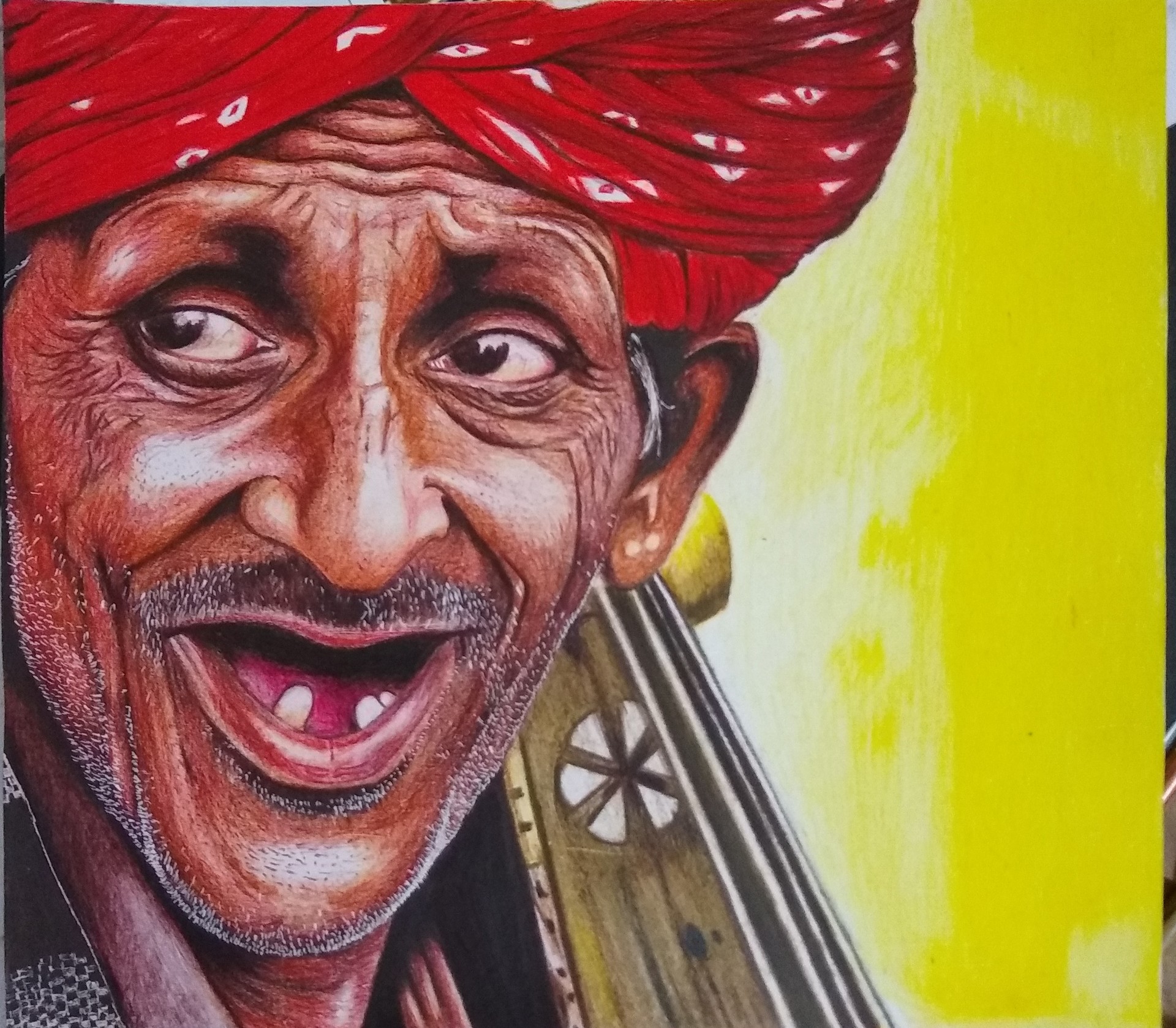 Artstation Pencil Color Portrait Sketch Of Old Rajasthani Fellow