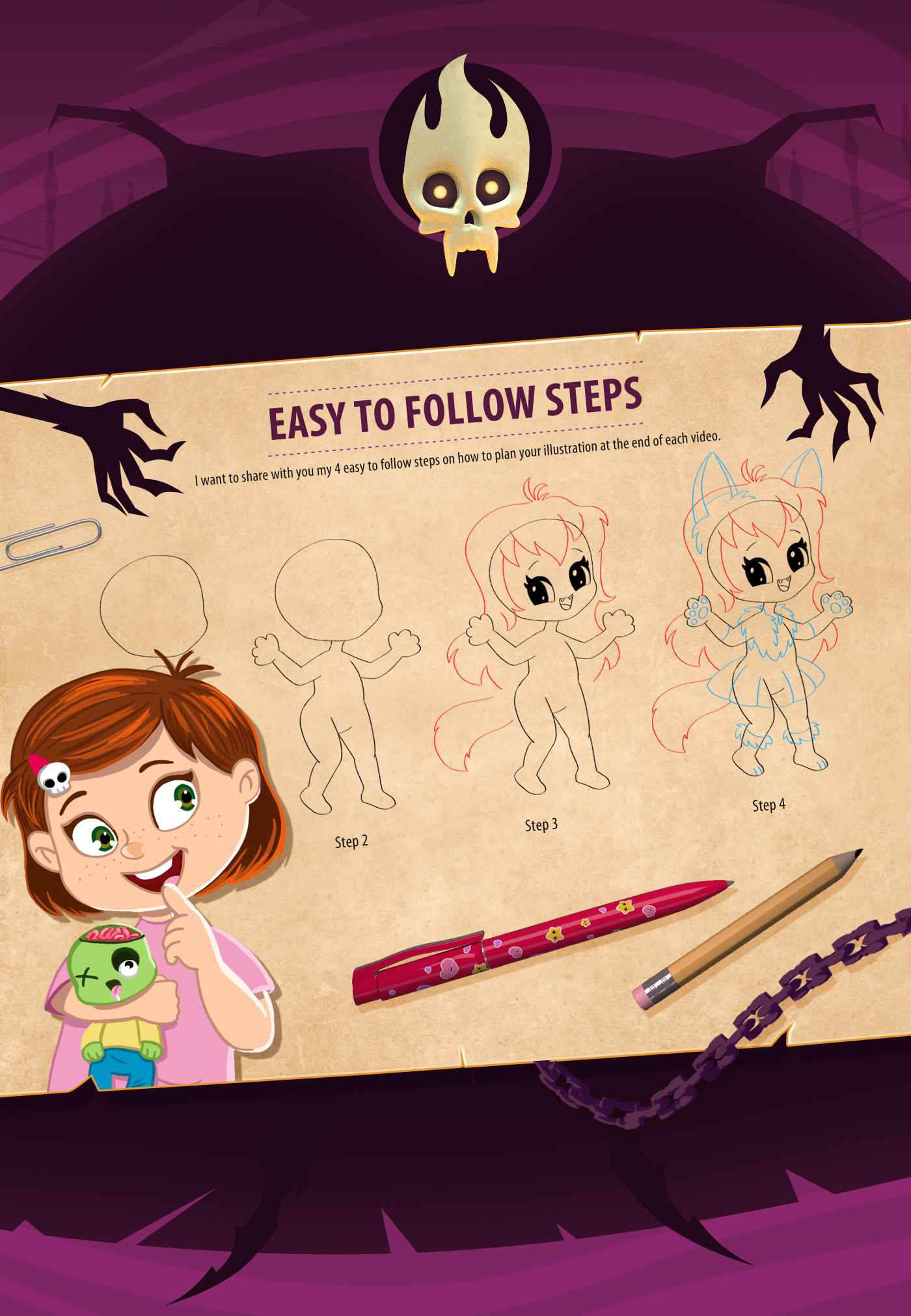 Artstation Draw It Cute And Spooky Drawitcute Com,Cartoon Hoodie Drawing Side View