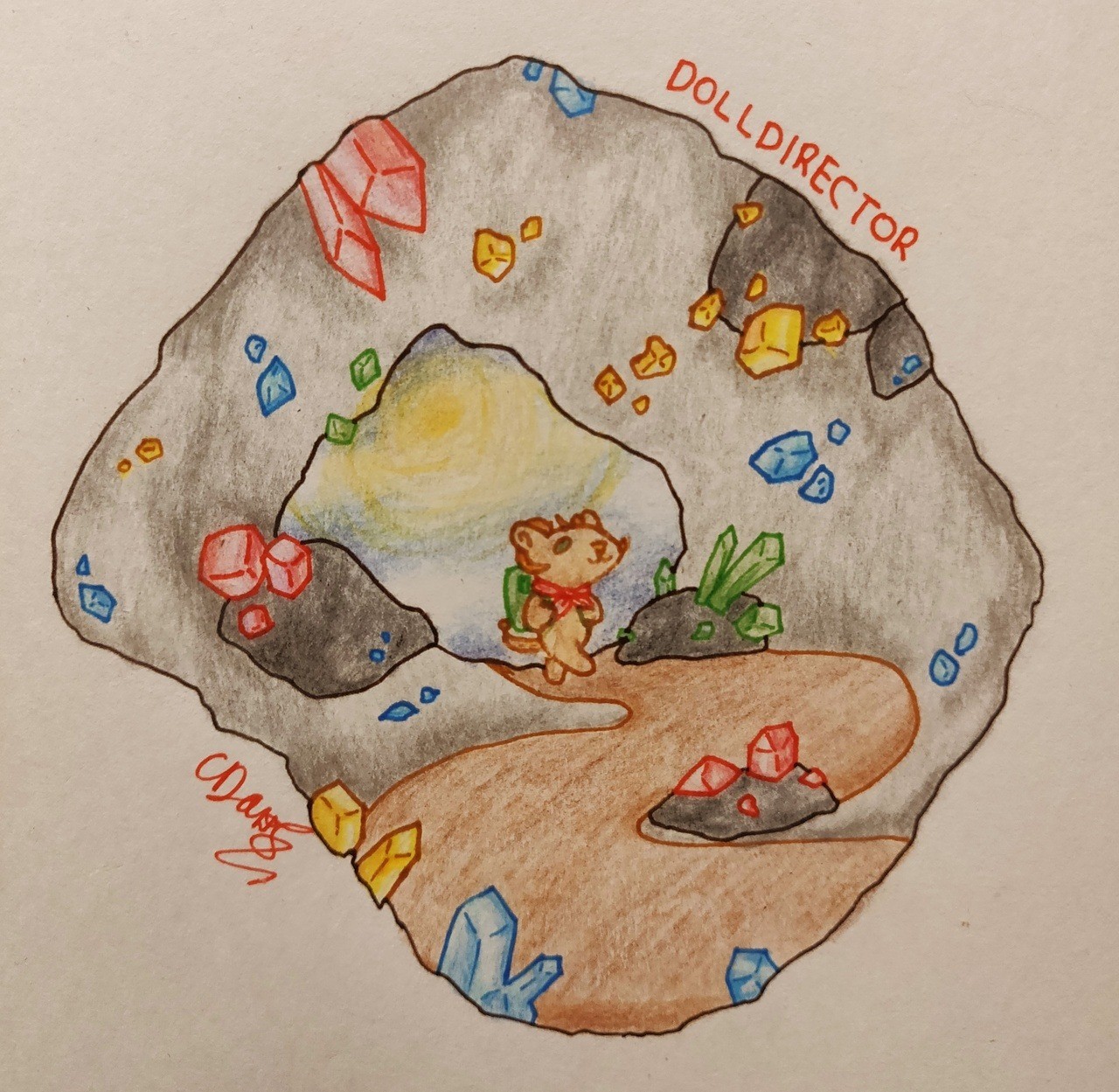 ArtStation "Draw a Crystal Cave being explored by a Curious Creature"