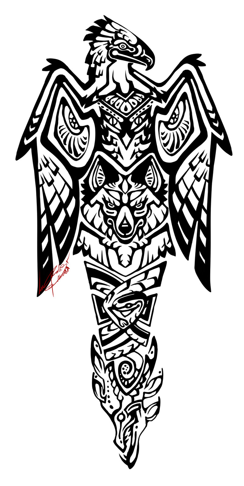 Get Wolf Totem Pole Tattoo Background