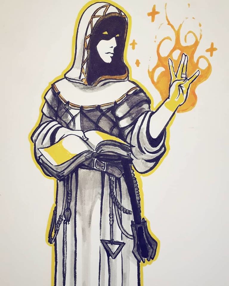 Second day of Inktober.
Today's theme is tranquil...

Here is a Cleric ready to heal you.
