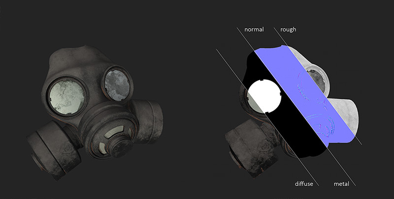 Texture breakdown for gas mask.