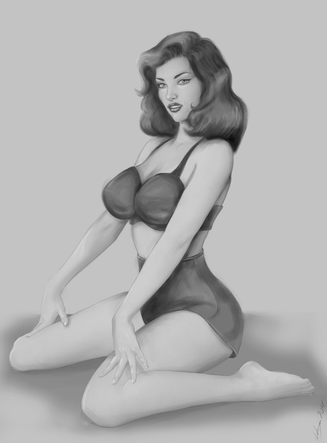 classic pin up sketch