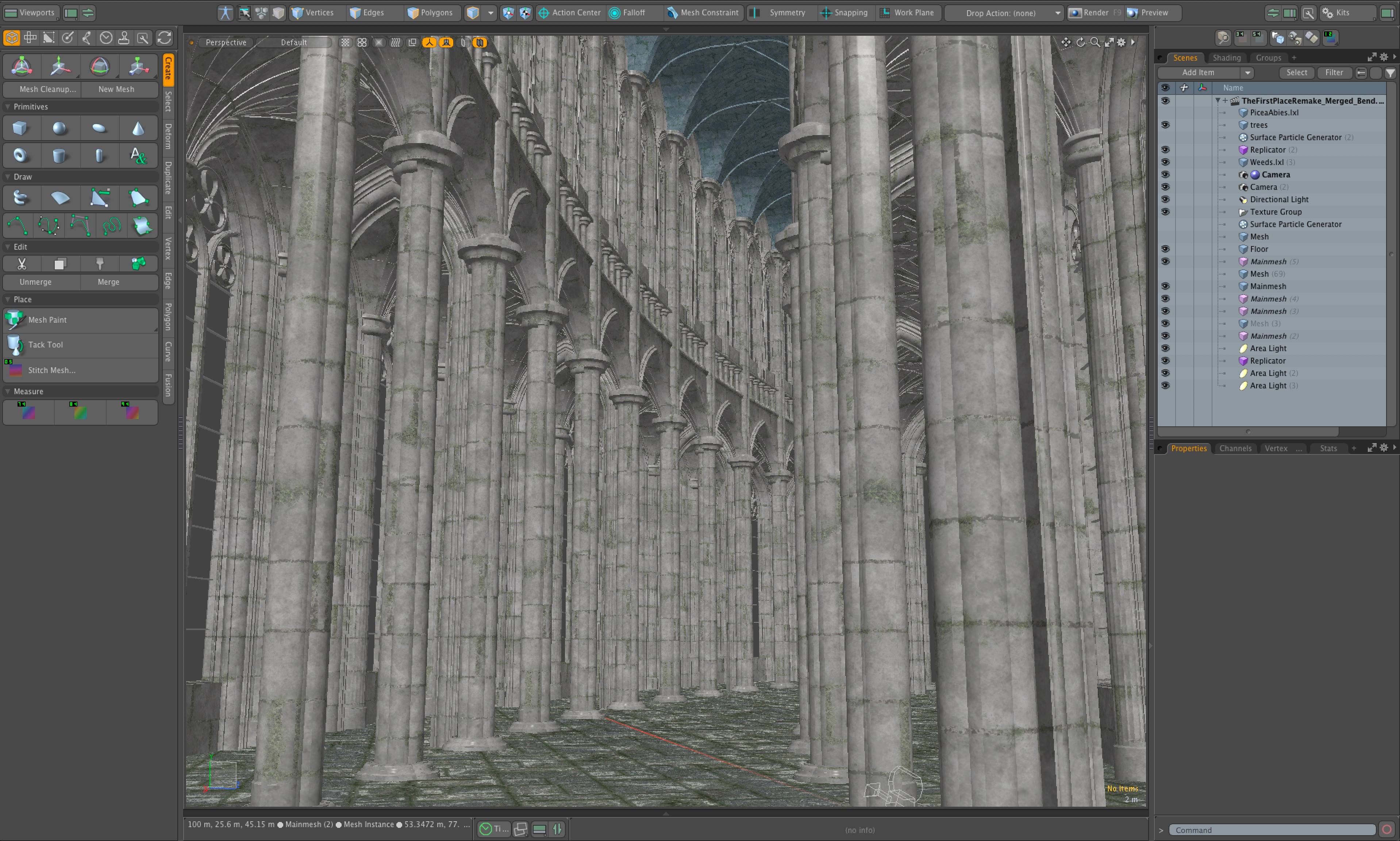 In a bit of a strange way, I wanted the cathedral to be curved, more path-like than an actual one.
