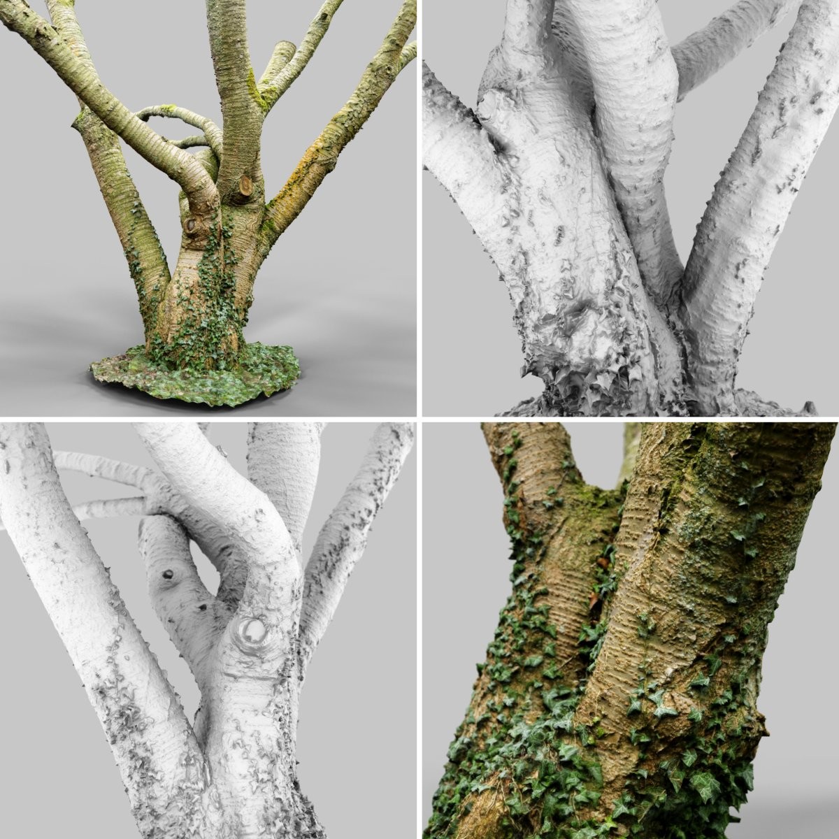 Polygonal Miniatures Tree And Stump Collection