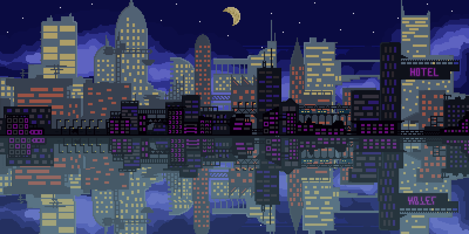 ArtStation - Reflection Pixel city