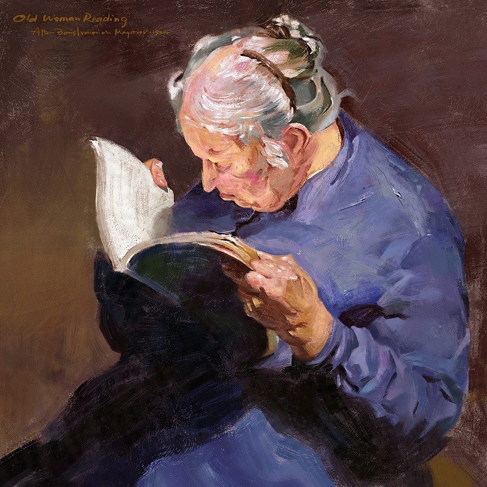 Artstation Oil Painting Study Old Woman Reading Mr Feith