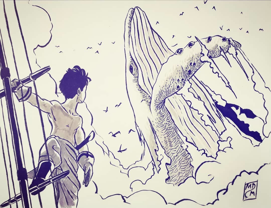 12th day's prompt is: "Whale" Nimbus Whales are a rare sight... They're very breathtaking and pristine. There's an easter egg in the drawing by the way Could you guess what is it?