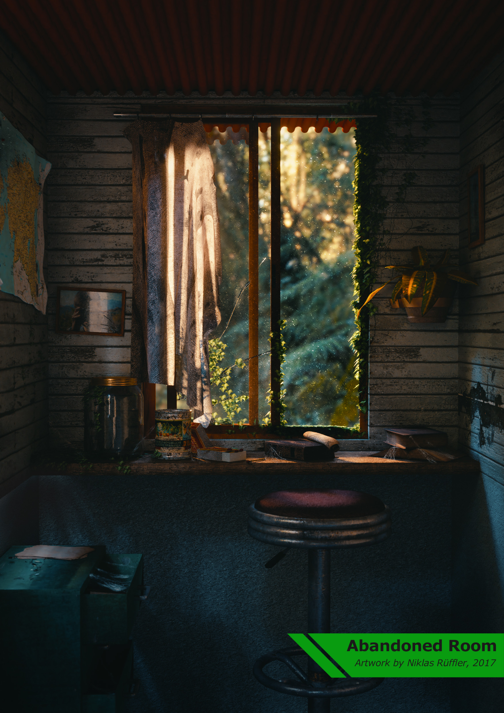 artstation abandoned room niklas ruffler