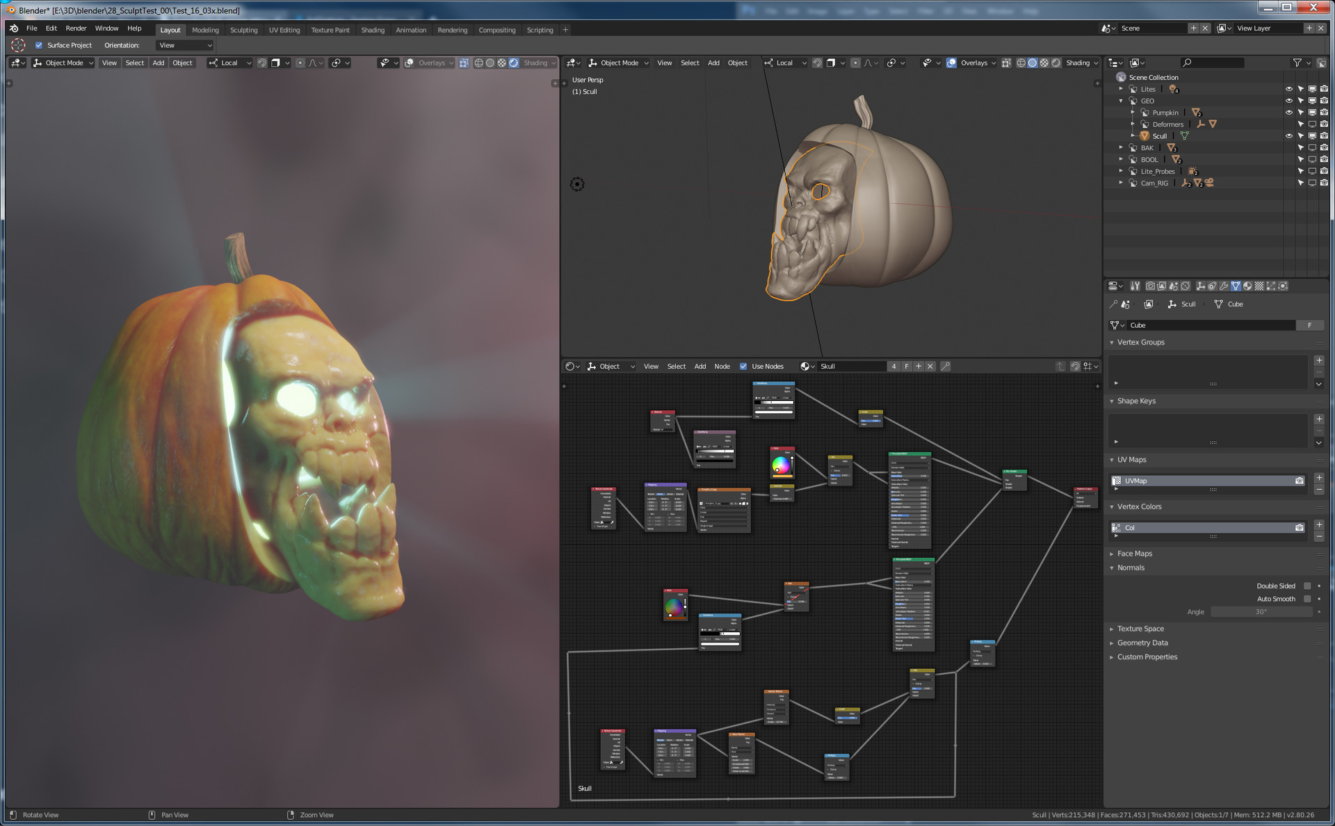 Artstation Helloween Pumpkin Skull In Eevee Syntax Error
