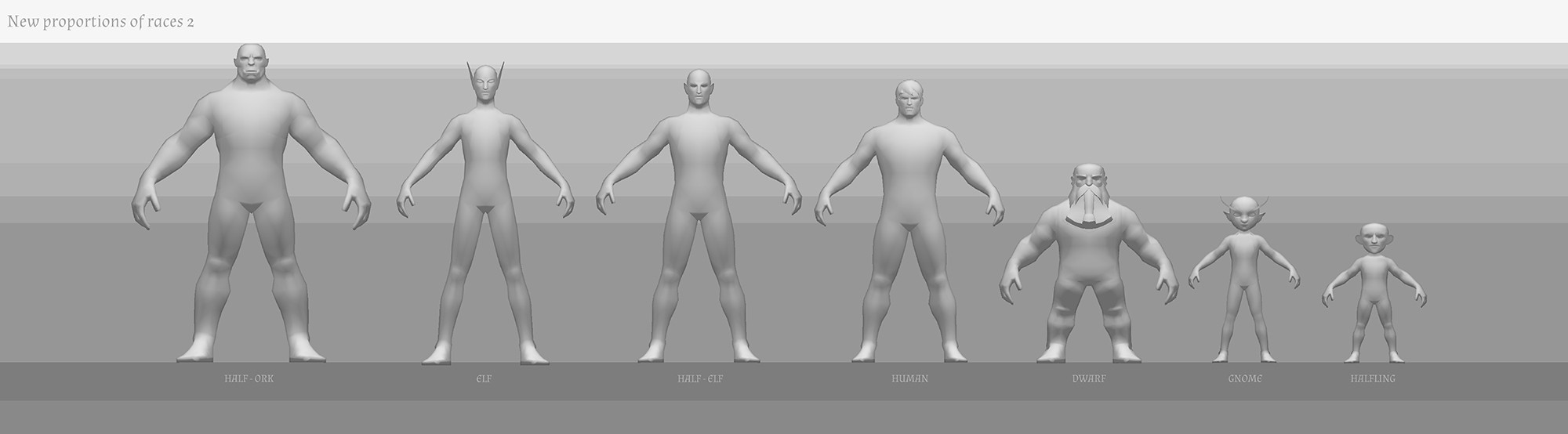 Paint over of the proportions of the rase, original 3D models by Vlad Konstantinov