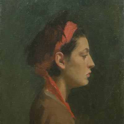 Drew lantrip 2009 girl with red scarf 300x400mm