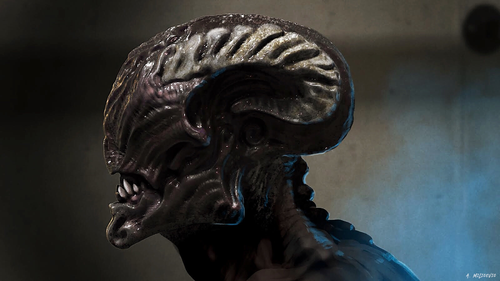 Z-Brush and Keyshot head with body painted in Photoshop.
