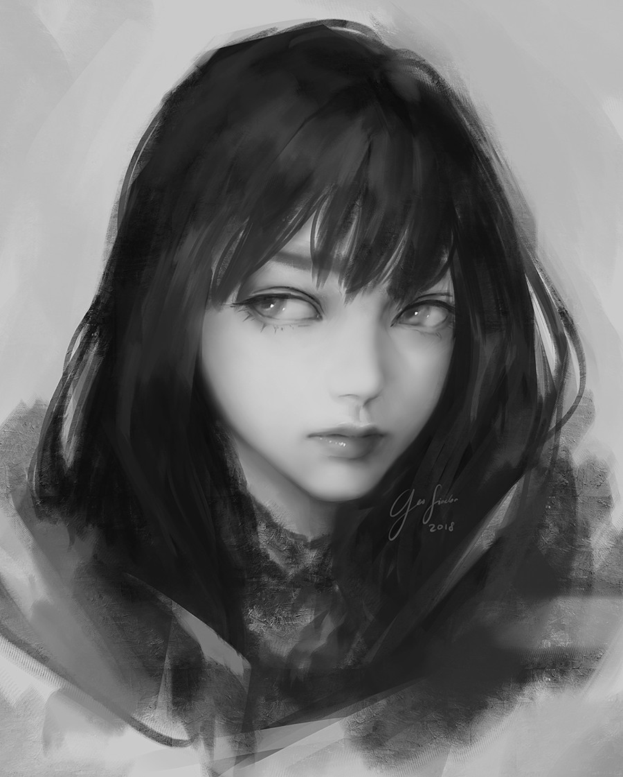 grayscale painting