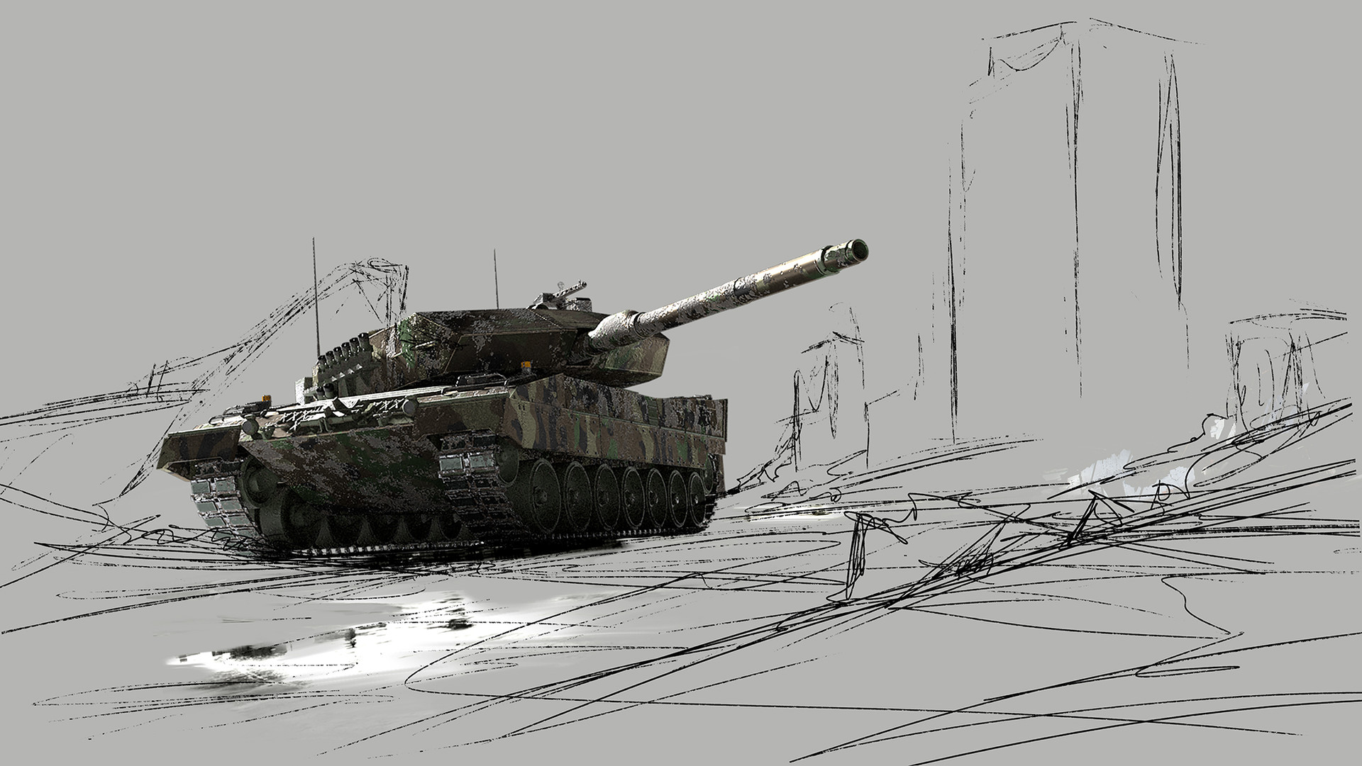 Выстрел танка рисунок