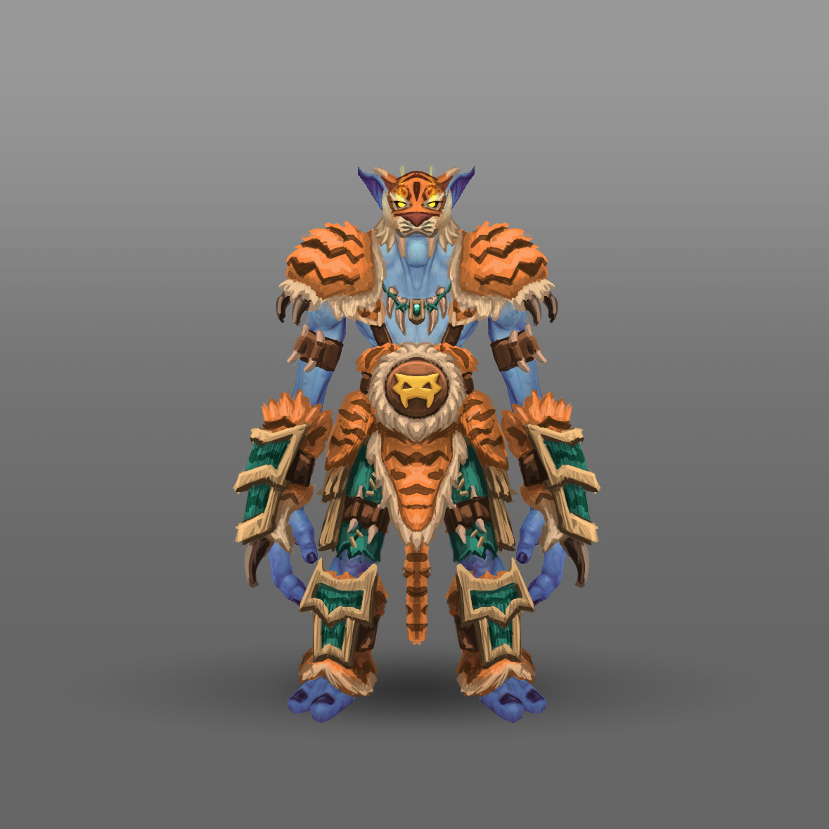 Druid (old)
As the first troll druid to appear in WoW was using a tiger form, I went for that theme. This first draft was a bit too cartoony and hence I revisited it.