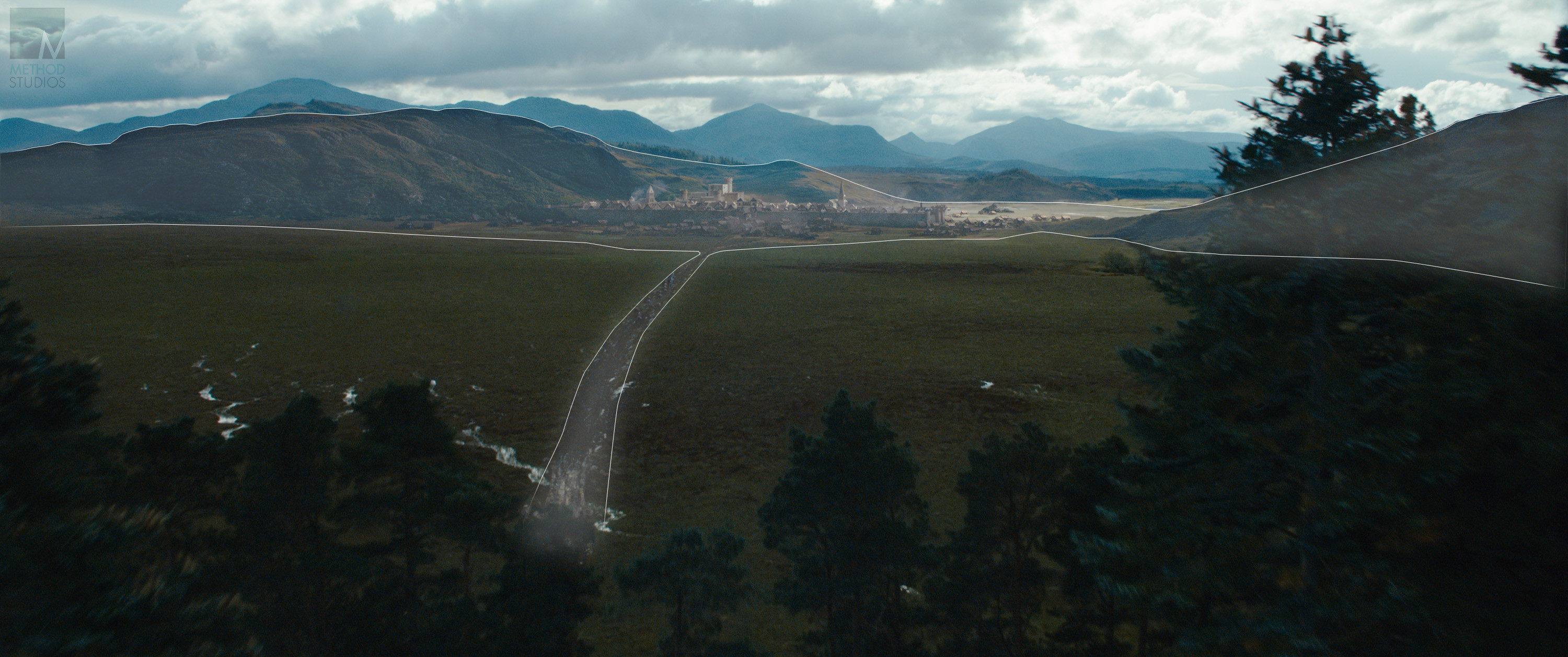 Areas edited in matte painting stage
