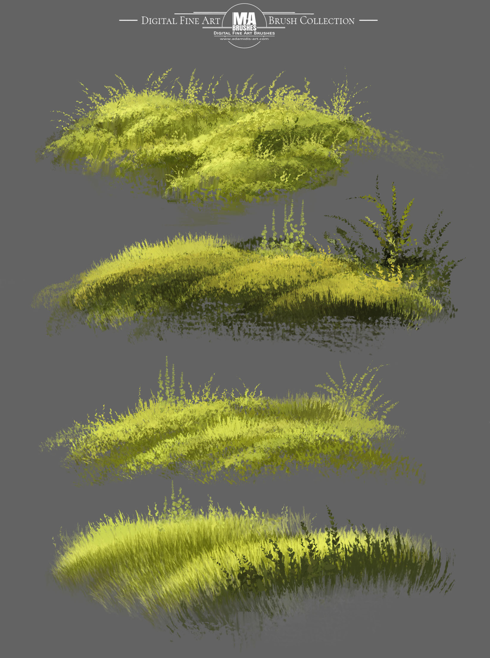 Concept Art and Photoshop Brushes - MA-Brush example of different Grass