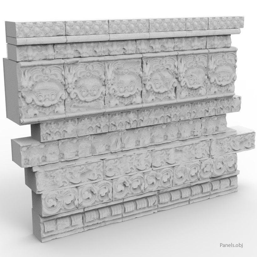 High poly panels ready for tileable baking