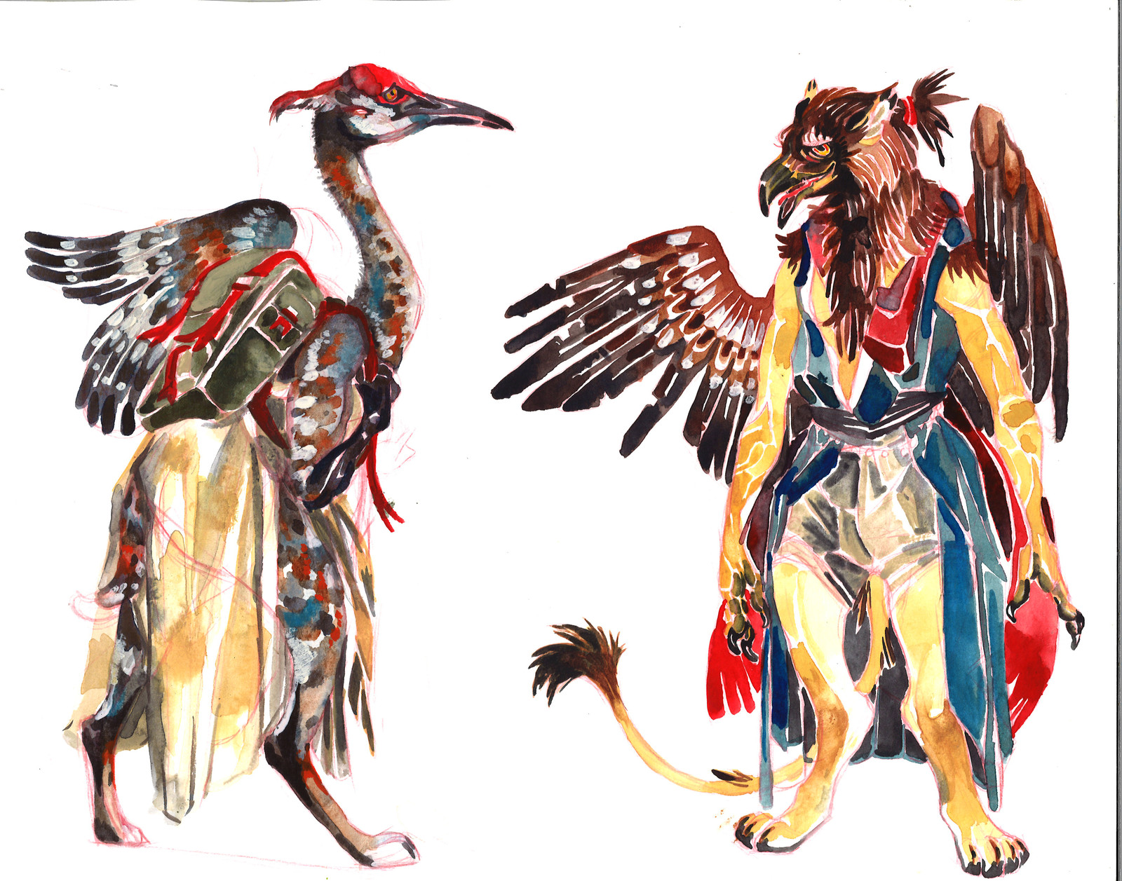 sandhill crane/lynx and golden eagle/lion