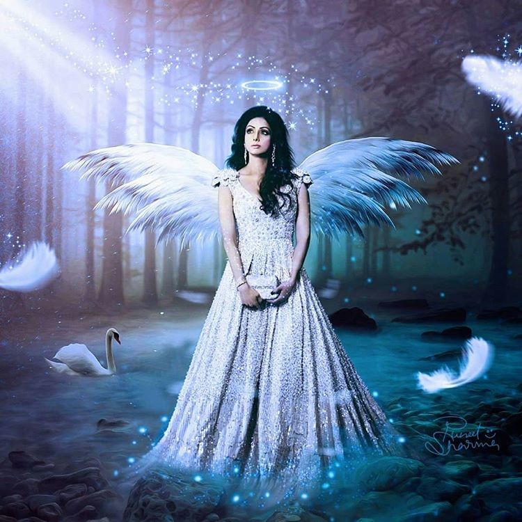 ArtStation - Sridevi as an Angel (Tribute) Matte Painting