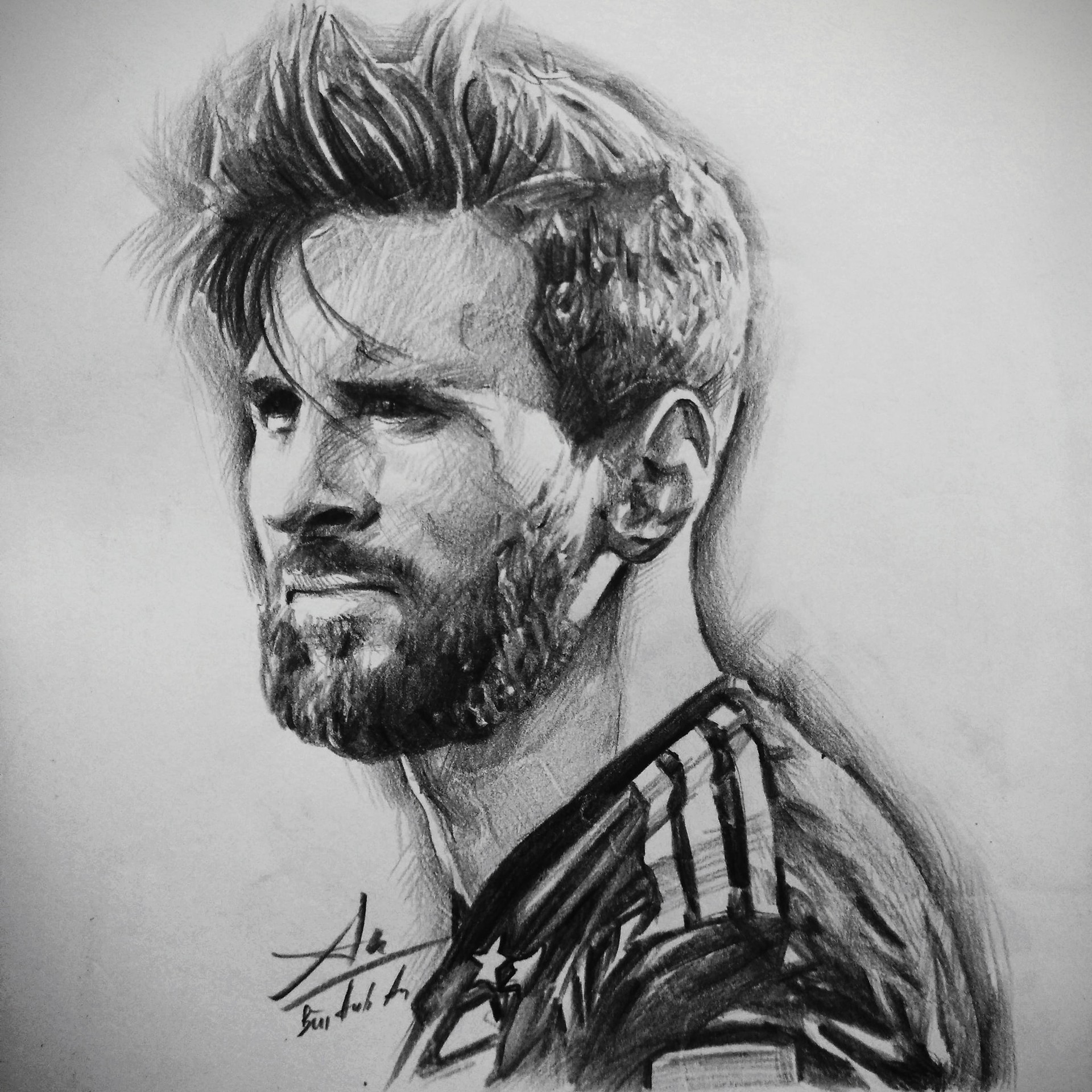 Messi draw Messi Pencil drawing of Messi Original handmade portrait of Messi Pencil portrait of celebrity Messi Drawing