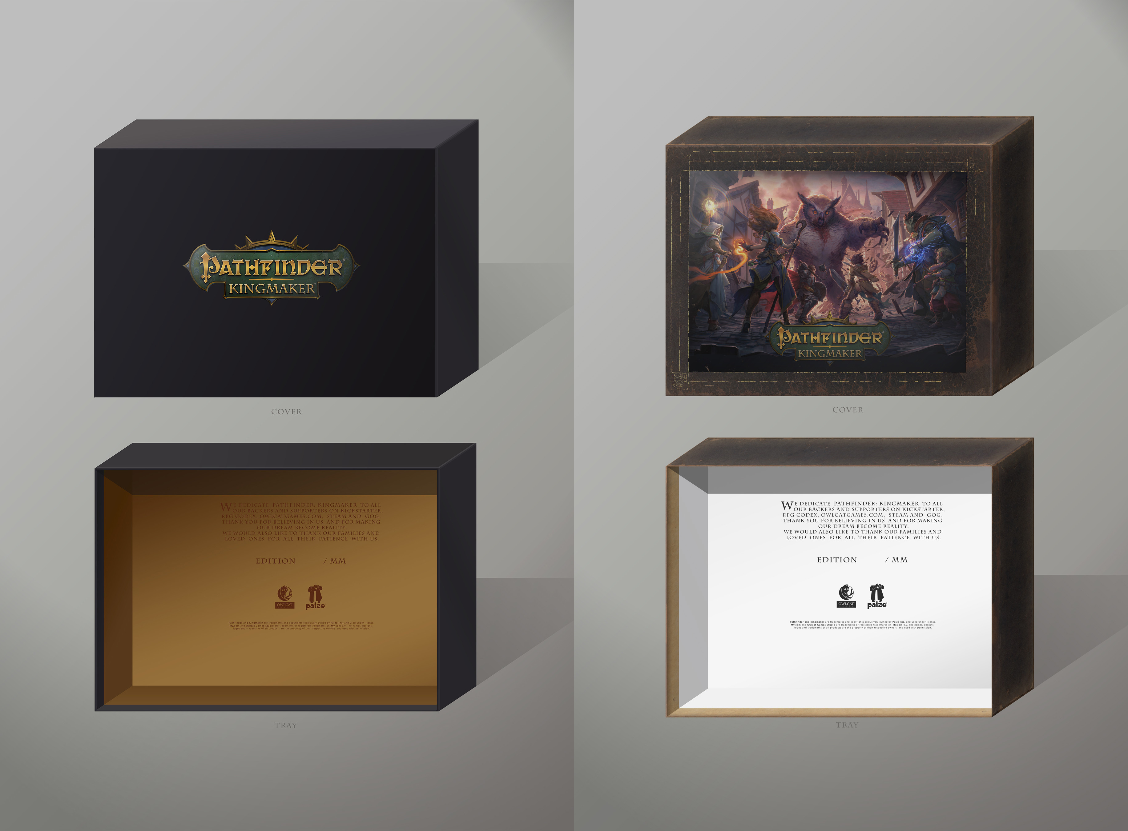 Collector's edition box concept
At the inner of the tray are written a thankful address to customers and the number of the edition is manually written