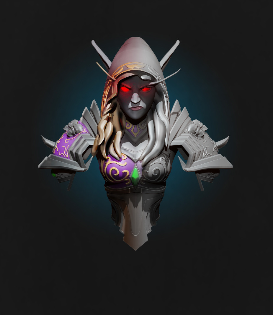 a fan art of WoW's Sylvanas Windrunner bust version can be purchased h...